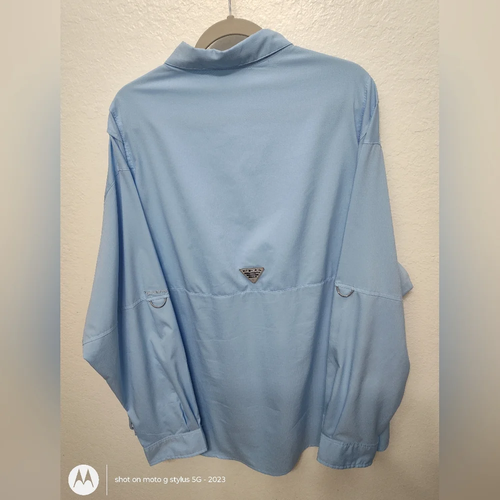 COLUMBIA Men's Tamiami Long Sleeve XXL Blue Fishing Shirt - Picture 3 of 9